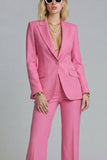 Fuchsia Peak Lapel tvådelade enknapps arbetsdräkter för kvinnor