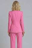Fuchsia Peak Lapel tvådelade enknapps arbetsdräkter för kvinnor