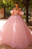 Glittrande rosa axelav-axel-balklänning korsett Quinceañera-klänning