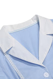 Notched lapel Blue A Line Enkelknäppt 1950-talsklänning