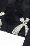 Black Velevt Shawl Lapel Women Blazer med rosett