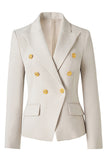 Black Peak Lapel dubbelknäppt satin damblazer