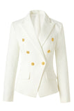 Black Peak Lapel dubbelknäppt satin damblazer