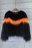 Shearling fuskpäls orange förtjockad dampäls