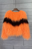 Shearling fuskpäls orange förtjockad dampäls