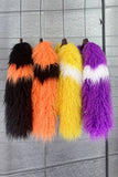 Shearling fuskpäls orange förtjockad dampäls
