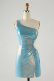 Snygg Gul Bodycon One Shoulder Kort Homecoming Klänning med ihålig