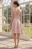 V-ringad A-linje rouge midi jacquard blommig klänning