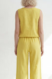 Butter Yellow V-ringad slim fit lång damdräkt med bälte