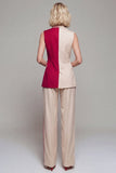 Notched Lapel ColorBlock Light Khaki 2-delade damdräkter