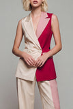 Notched Lapel ColorBlock Light Khaki 2-delade damdräkter