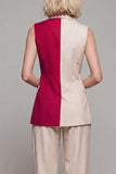 Notched Lapel ColorBlock Light Khaki 2-delade damdräkter