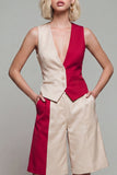 ColorBlock Light Khaki 2-delade V-halsade damdräkter