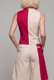 ColorBlock Light Khaki 2-delade V-halsade damdräkter