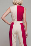 V-hals ColorBlock Light Khaki Damoverall