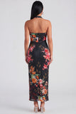 Halter Champagne Halter Sheath Maxi Blommig Klänning