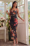 Halter Champagne Halter Sheath Maxi Blommig Klänning