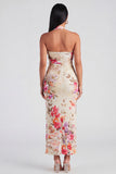 Halter Champagne Halter Sheath Maxi Blommig Klänning