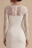Vit midi bodycon blommig brudklänning med spets
