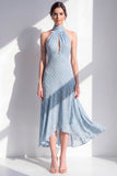 Olive A-linje halterneck chiffon midi-klänning