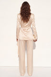 Satin Champagne Peak Lapel 2-delade damkostymer