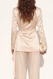 Satin Champagne Peak Lapel 2-delade damkostymer