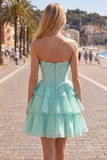 Mint A-Line Sweetheart korsett Chiffon Hemkomstklänning