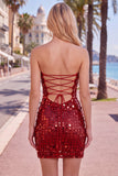 Glittrande guldaxelbandslös paljett-bodycon cocktailklänningar