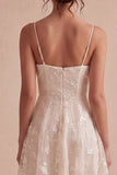 A-Line Ivory Spaghetti-remmar med blommig miniklänning