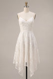 A-Line Ivory Spaghetti-remmar med blommig miniklänning