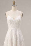 A-Line Ivory Spaghetti-remmar med blommig miniklänning