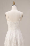 A-Line Ivory Spaghetti-remmar med blommig miniklänning