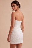 Sweetheart White Floral Bodycon brudduschklänning
