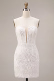 Sweetheart White Floral Bodycon brudduschklänning