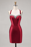 Korsett Satin Bodycon Mörkgrön Homecoming Klänning