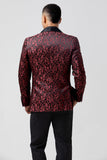 Röd 2 stycken Jacquard sjal slag Mäns bröllopsdräkter