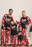 Svart Röd Rådjur Mönster Familj Julpyjamas med Långärmad
