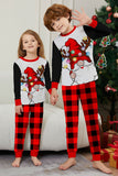 Svart Röd Långärmad Rutig Byxor Jul Pyjamas Set