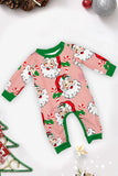 Rödrandig långärmad tryckt julpyjamas set