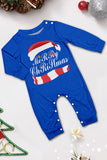 Blå tryckt långärmad julpyjamas set