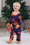 Svart Tryckt Långärmad Familj Halloween Pyjamas