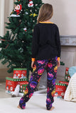 Svart Tryckt Långärmad Familj Halloween Pyjamas