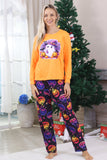 Orange Tryckt Långärmad Familj Halloween Pyjamas