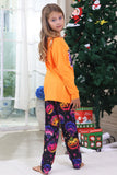 Orange Tryckt Långärmad Familj Halloween Pyjamas