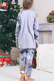 Grå Tryckt Långärmad Familj Halloween Pyjamas