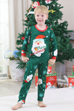 Mörkgrön Jultomten Tryck Långärmad Familj Julpyjamas