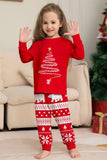 Röd Print Tree Långärmad Jul Familj Matchande Pyjamas