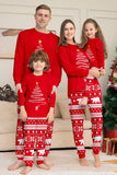 Röd Print Tree Långärmad Jul Familj Matchande Pyjamas