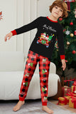 Svart Röd Tryck God Jul Pläd Familj Matchande Pyjamas Set