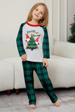 Grön Merry Christmas Plaid Print Familj Matchande Pyjamas Set
